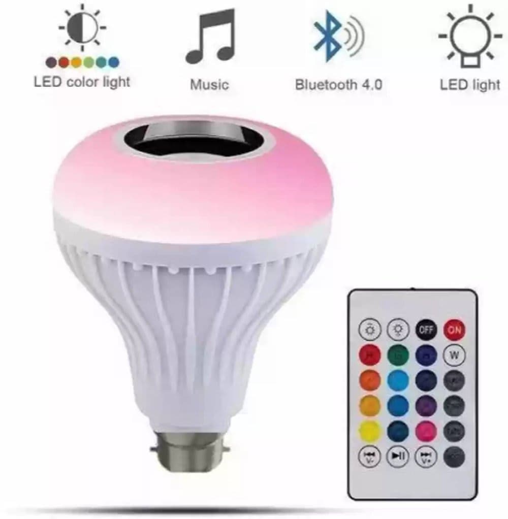 مصباح LED الذكي 2 في 1 – إضاءة RGB ملونة بـ 16 لون مع سماعة بلوتوث مدمجة وجهاز تحكم