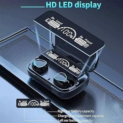 سماعات M10 اللاسلكية الأصلية – تقنية Bluetooth 5.3 مع علبة شحن ذكية وشاشة LED