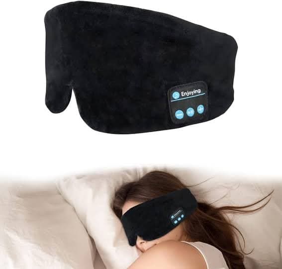 قناع النوم الذكي بتقنية بلوتوث (Bluetooth Sleep Mask) – عصابة رأس مريحة مع سماعات مدمجة لنوم عميق واسترخاء تام
